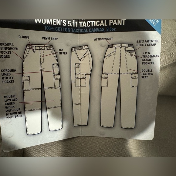 5.11 Tactical Women's Cotton Tan Canvas Pants Regular Fit Cargo Pockets Size 14 - Picture 9 of 10